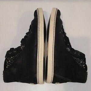 💎 Pre-Owned UGG Blaney Black High-Top Sneakers w/ Stud Crystals & Ribbon Laces